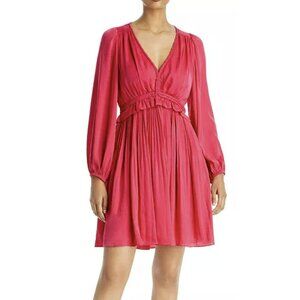 Kobi Halperin $548 Alexis Fire Red Long-Sleeve V-Neck Dress Large NWT